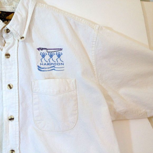 Vintage Motorola Camp & Creek Short Sleeve Soft Cotton Button Up Shirt Size L - Picture 3 of 11